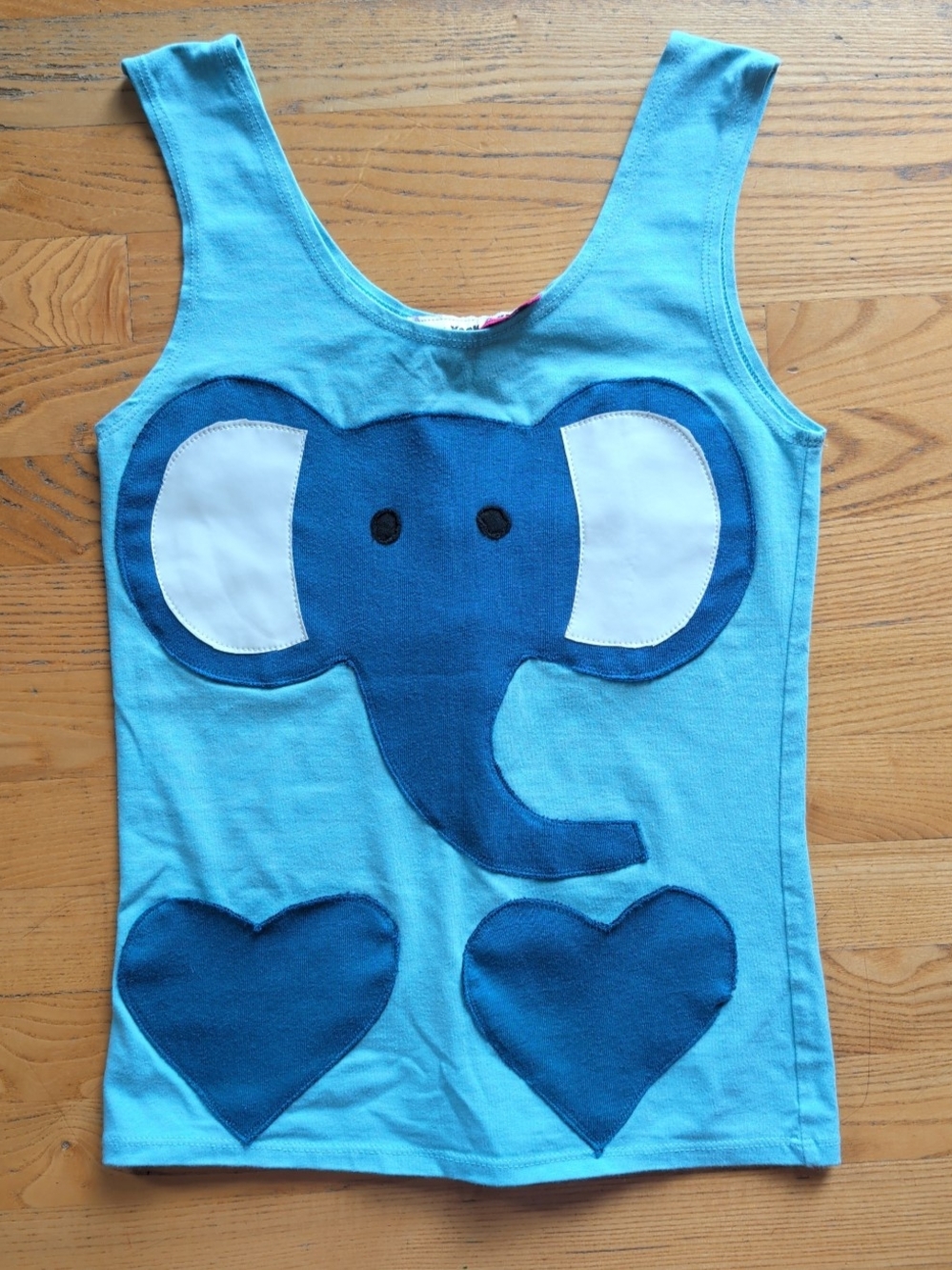 Kids Light Blue Elephant Applique Tank Top